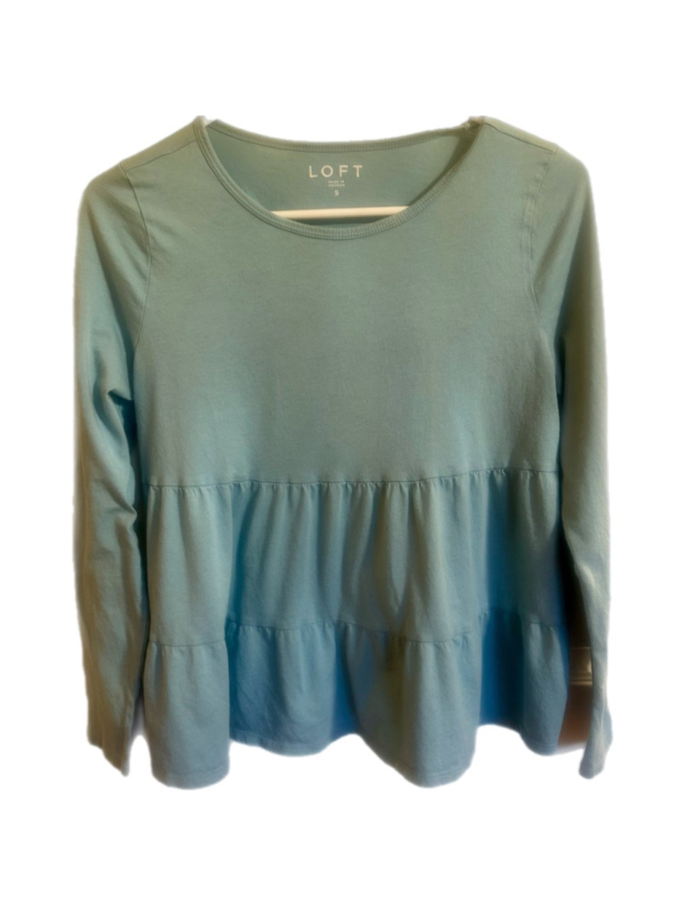 🔥 BUY ONE GET ONE FREE! 🔥 Women's LOFT Light Blue Long Sleeve Tiered Top S